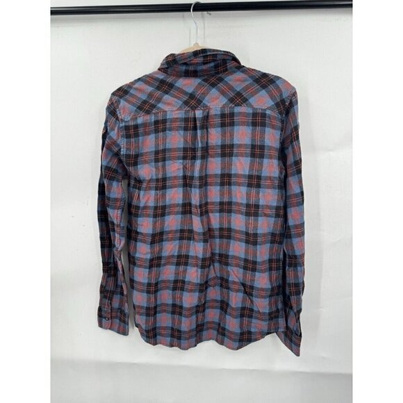 Uniqlo Button Up Shirt Women Small Purple Plaid Long Sleeve‎ Flannel Western - Picture 2 of 7